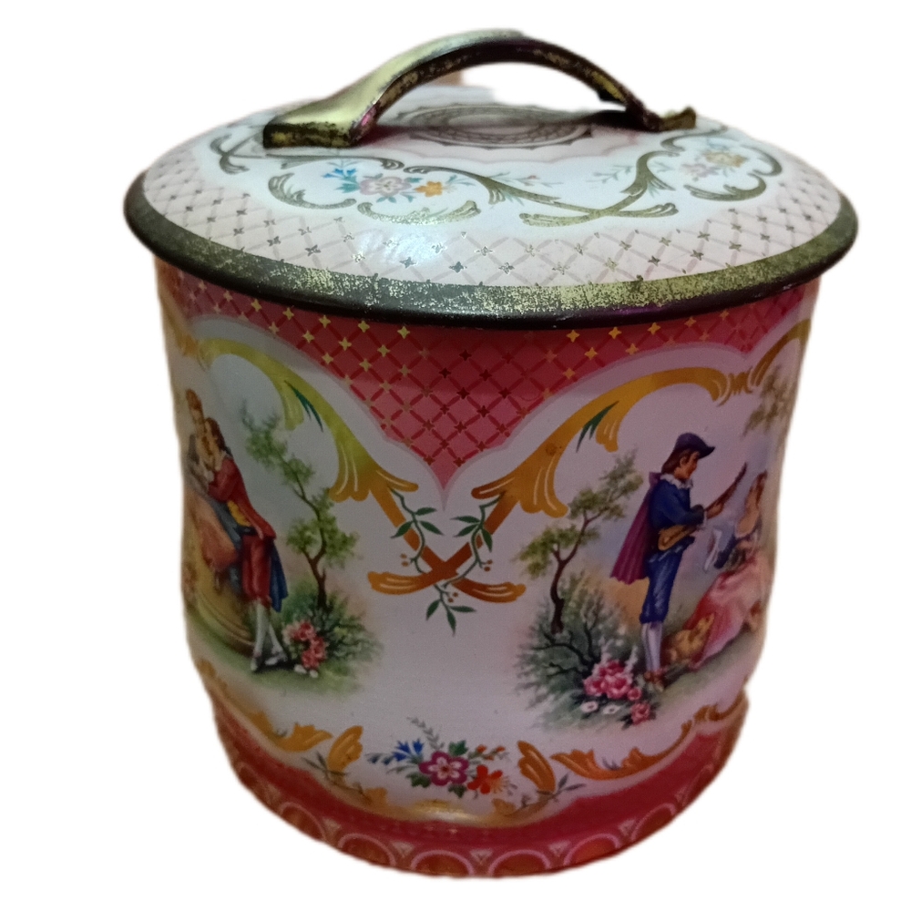 Vintage Decorative Metal Jar with Lid